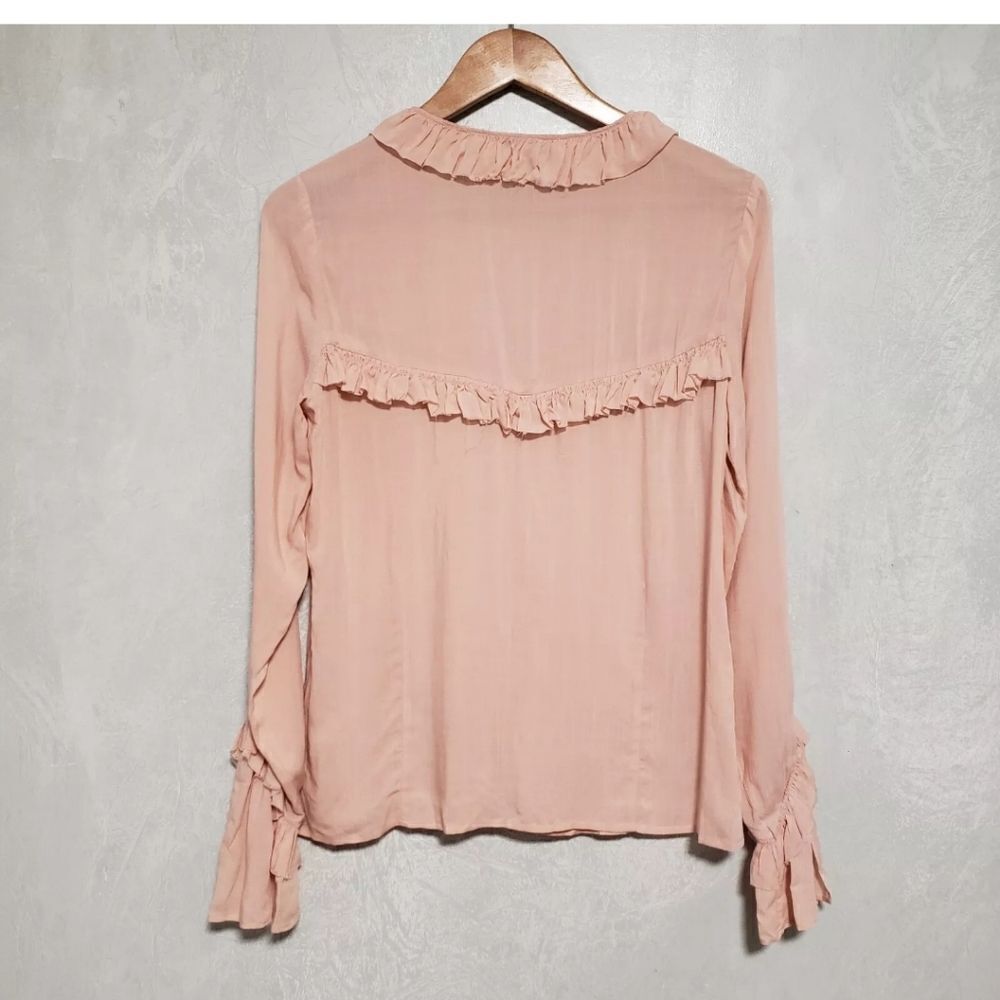 PAIGE Revolve Montel Cottagecore Boho Pastel Peach  Blouse Size Large - Picture 8 of 8